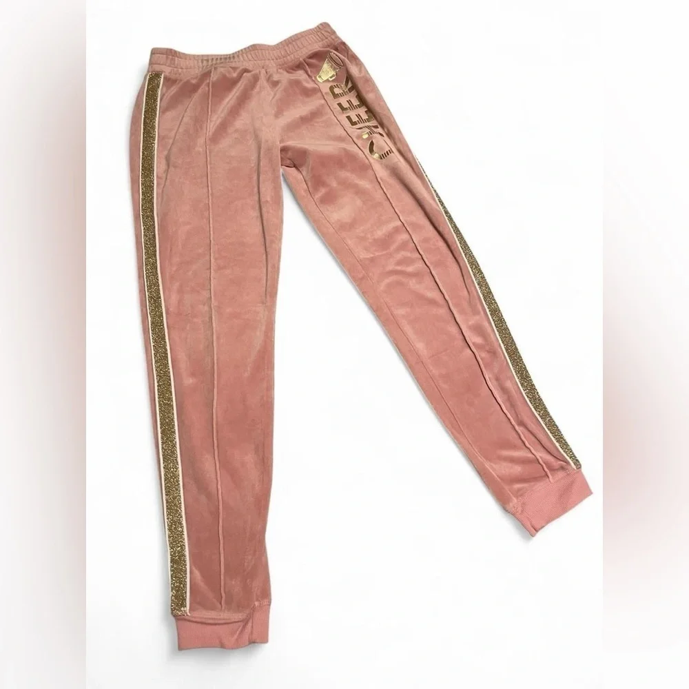 Justice Pink and Gold Glitter Joggers